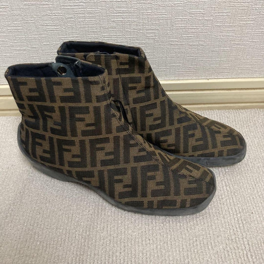 FENDI Short Boots Shoes FF Zucca EU 38 US 8 Authentic