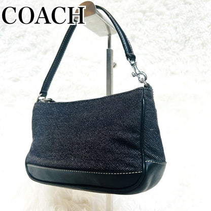 Accessory Pouch Hand Bag Tote Purse Denim Leather Authentic