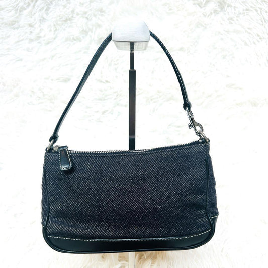 Accessory Pouch Hand Bag Tote Purse Denim Leather Authentic