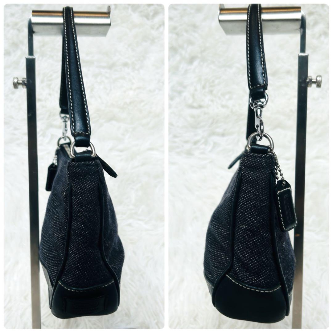 Accessory Pouch Hand Bag Tote Purse Denim Leather Authentic