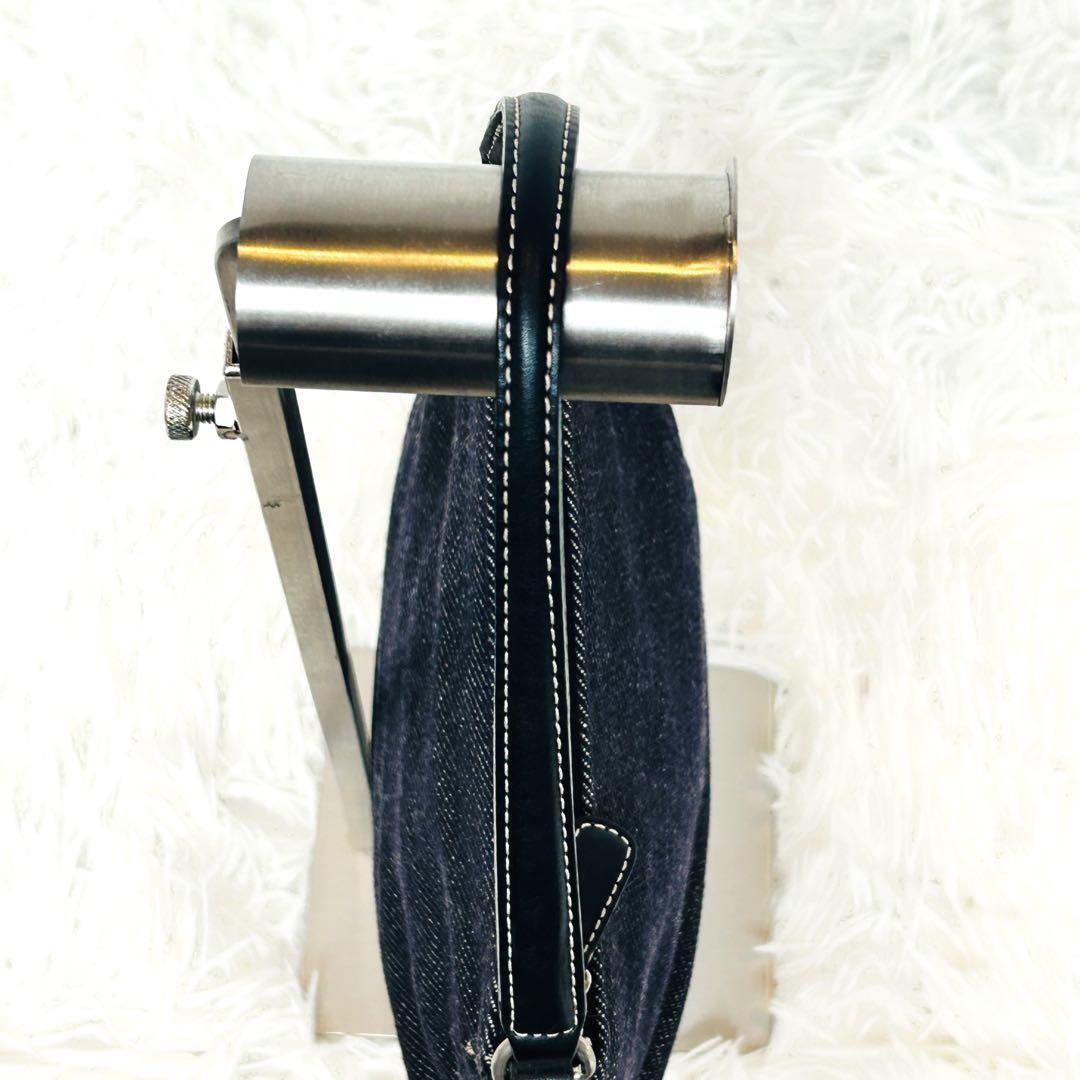 Accessory Pouch Hand Bag Tote Purse Denim Leather Authentic