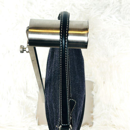 Accessory Pouch Hand Bag Tote Purse Denim Leather Authentic