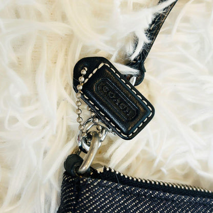 Accessory Pouch Hand Bag Tote Purse Denim Leather Authentic