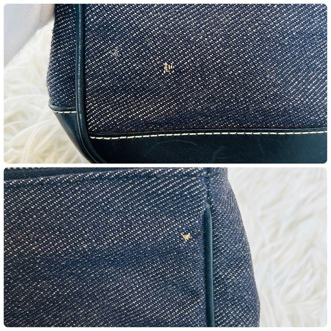 Accessory Pouch Hand Bag Tote Purse Denim Leather Authentic