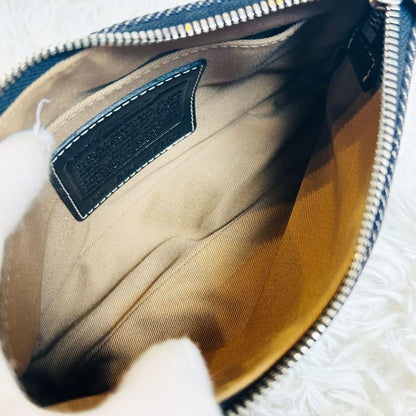 Accessory Pouch Hand Bag Tote Purse Denim Leather Authentic