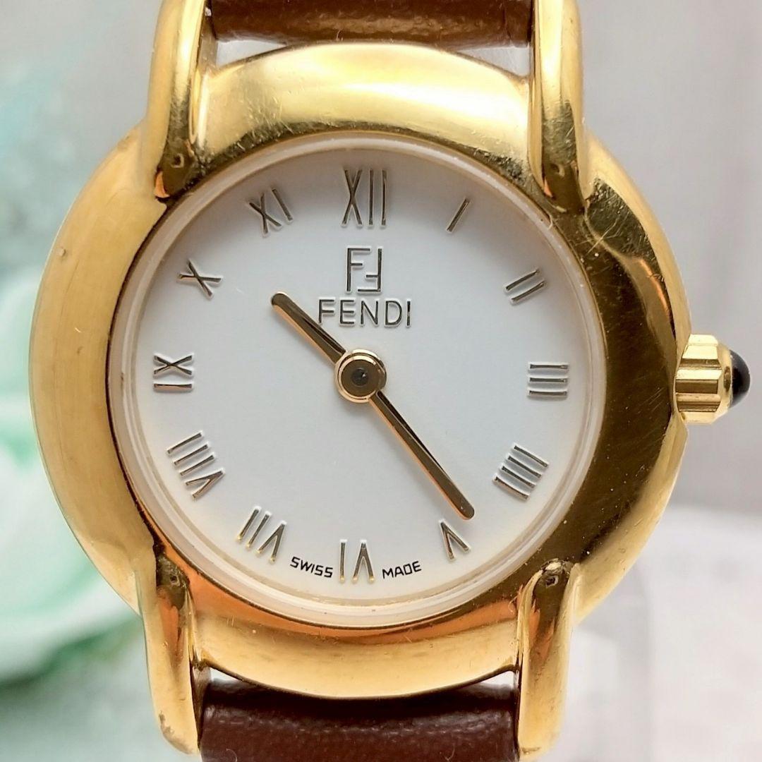 FENDI Quartz Watch Wristwatch FF Logo Gold Women's Authentic