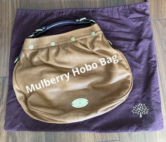 MULBERRY Purse Mitzy Hobo Bag handbag Leather Beige Used Authentic Unisex