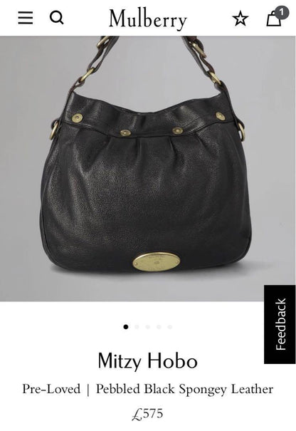 MULBERRY Purse Mitzy Hobo Bag handbag Leather Beige Used Authentic Unisex