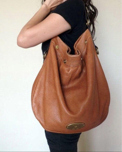MULBERRY Purse Mitzy Hobo Bag handbag Leather Beige Used Authentic Unisex