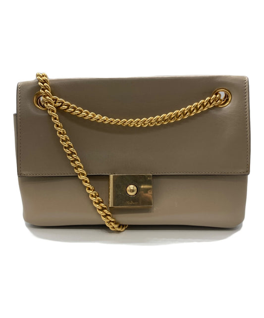 MULBERRY shoulder bag Purse Leather Beige Gold Used Unisex Authentic