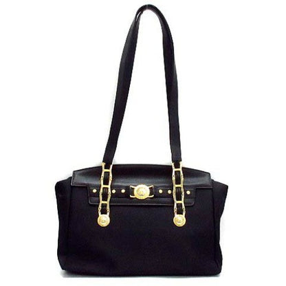VERSACE Shoulder Bag Purse Nylon Leather Black Authentic