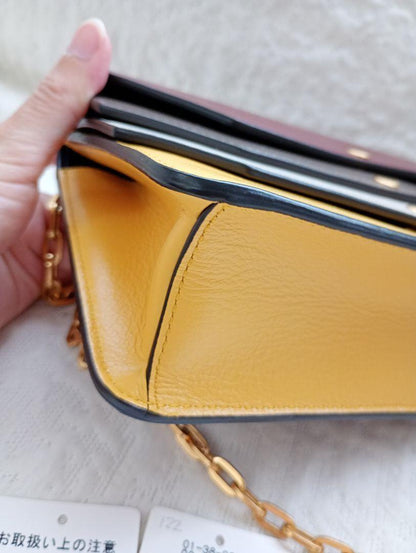 MULBERRY Shoulder Bag Purse Chain Leather Burgundy Gray Cream Yellow Authentic