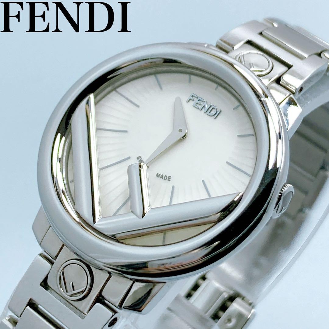 FENDI 71000S Quartz Watch Wristwatch Logo Black Silver Women's Authentic