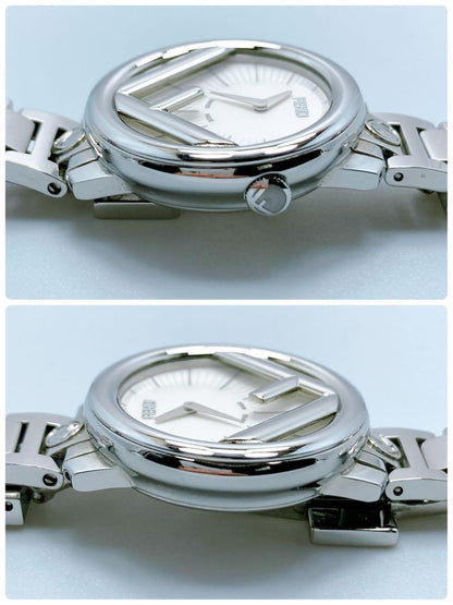 FENDI 71000S Quartz Watch Wristwatch Logo Black Silver Women's Authentic