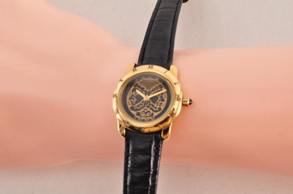 FENDI 800L Quartz Watch Wristwatch Logo Black Gold Women's Authentic