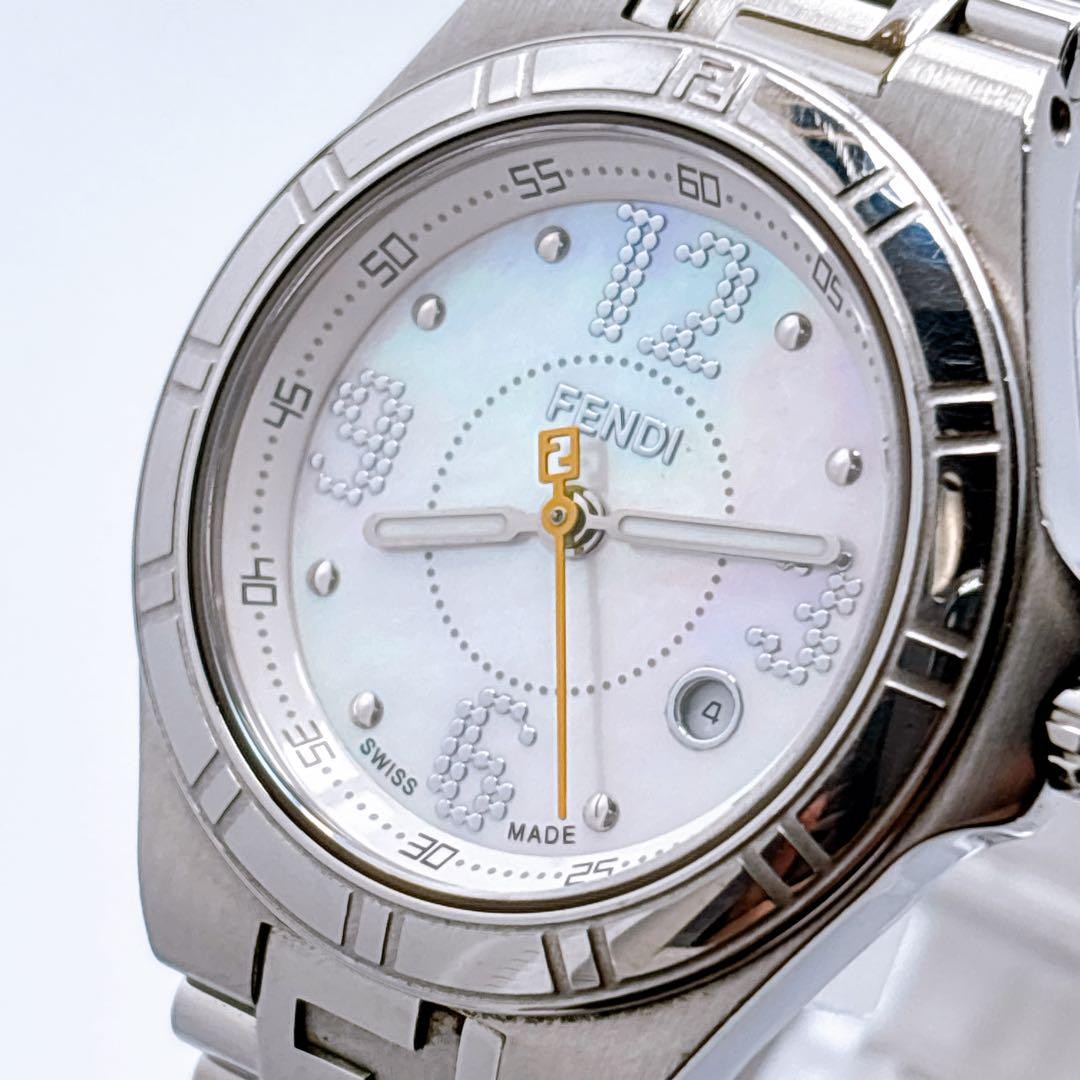 FENDI 4600L Quartz Watch Wristwatch FF Logo Silver Women's Authentic