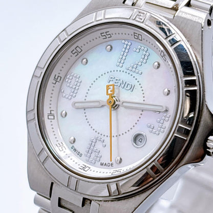 FENDI 4600L Quartz Watch Wristwatch FF Logo Silver Women's Authentic