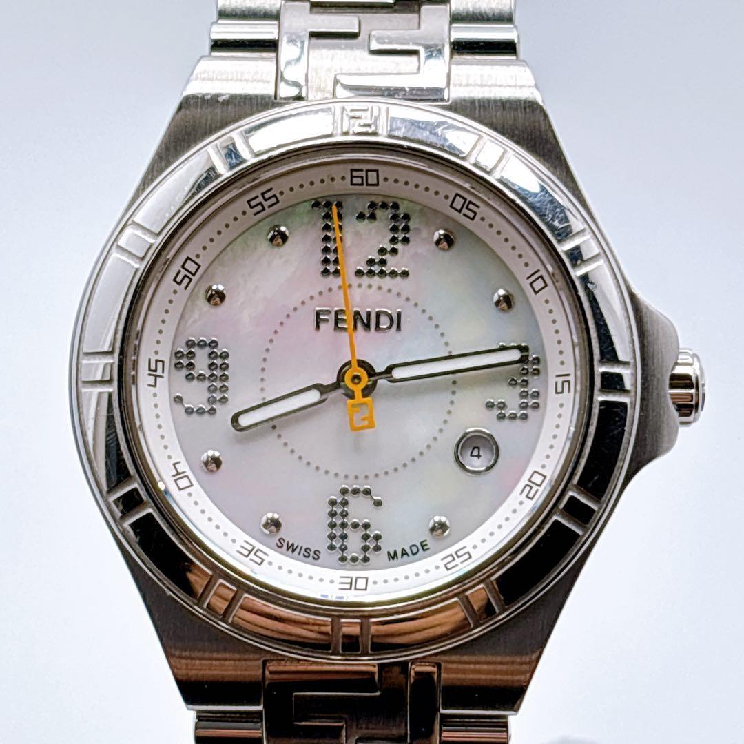 FENDI 4600L Quartz Watch Wristwatch FF Logo Silver Women's Authentic