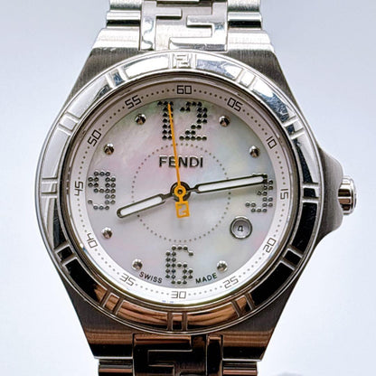 FENDI 4600L Quartz Watch Wristwatch FF Logo Silver Women's Authentic