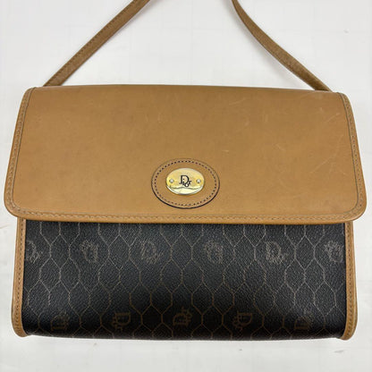Christian Dior Shoulder Bag Purse Honeycomb PVC Leather Brown Authentic