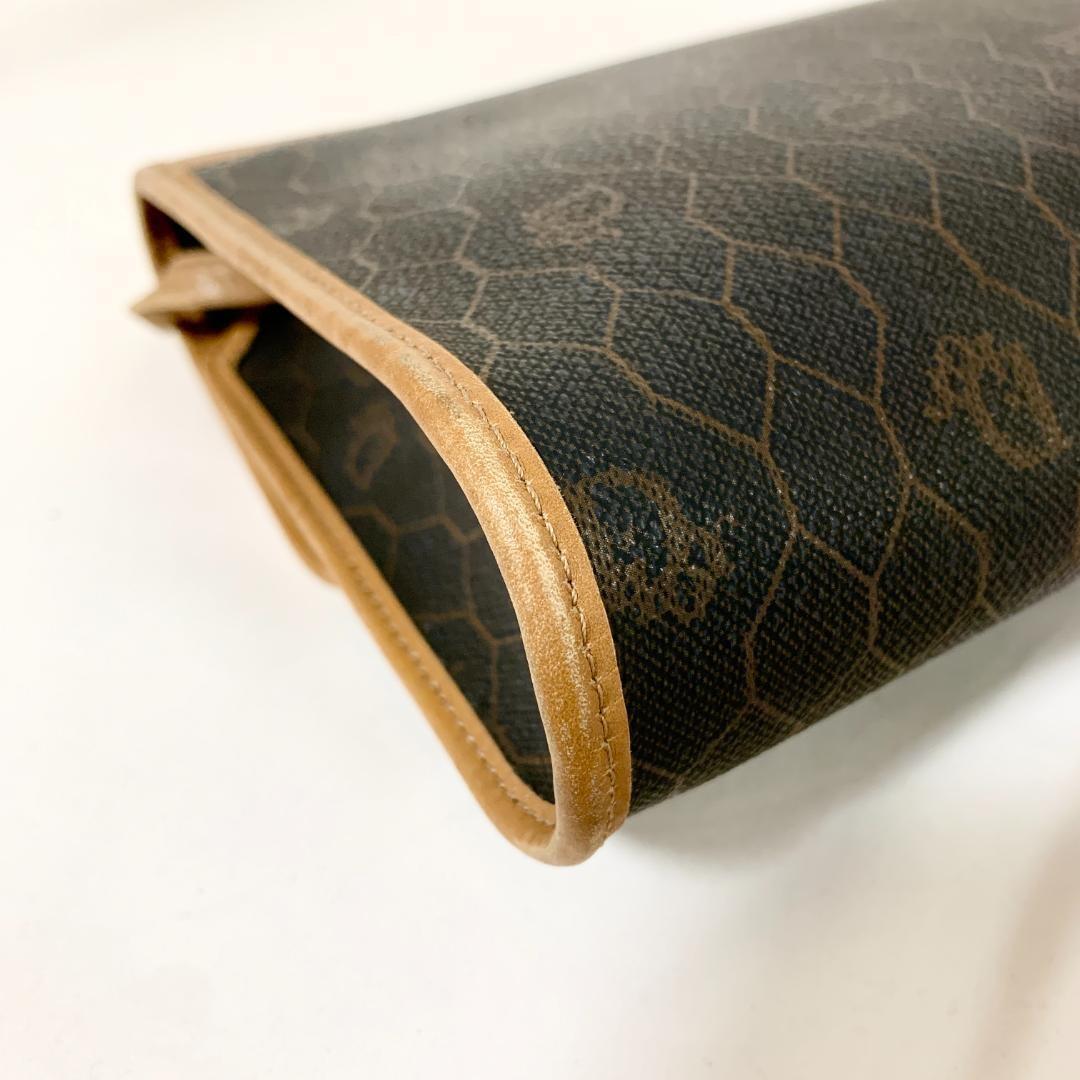 Christian Dior Shoulder Bag Purse Honeycomb PVC Leather Brown Authentic