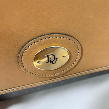 Christian Dior Shoulder Bag Purse Honeycomb PVC Leather Brown Authentic