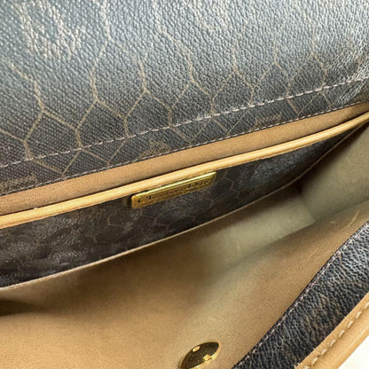 Christian Dior Shoulder Bag Purse Honeycomb PVC Leather Brown Authentic