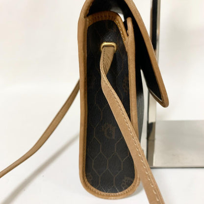 Christian Dior Shoulder Bag Purse Honeycomb PVC Leather Brown Authentic