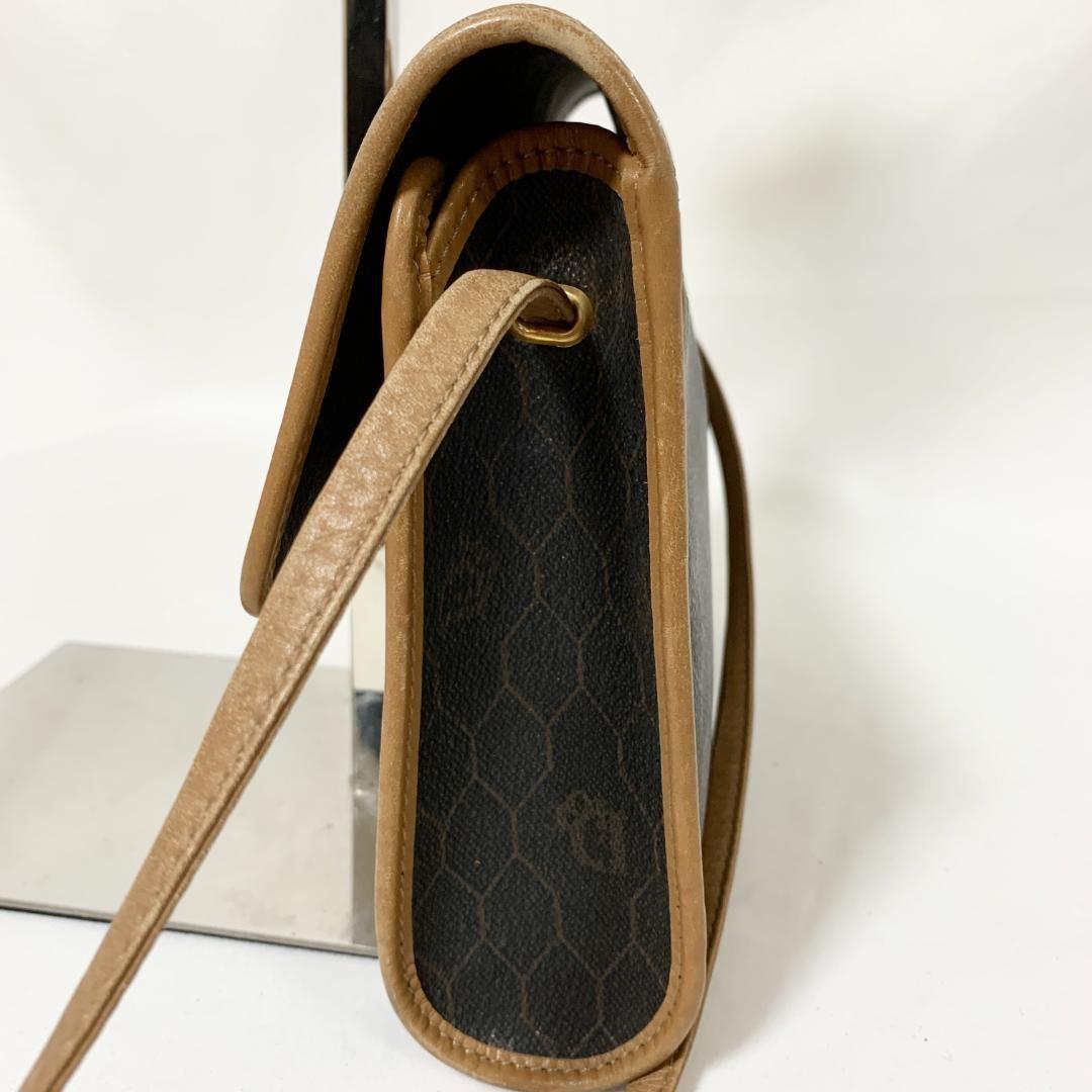 Christian Dior Shoulder Bag Purse Honeycomb PVC Leather Brown Authentic