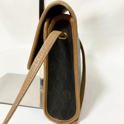 Christian Dior Shoulder Bag Purse Honeycomb PVC Leather Brown Authentic