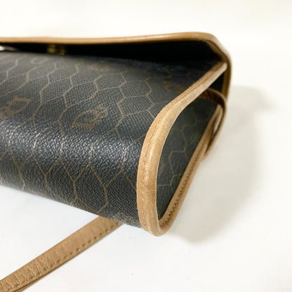 Christian Dior Shoulder Bag Purse Honeycomb PVC Leather Brown Authentic