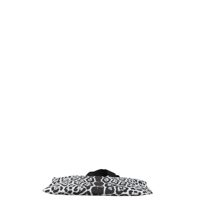 Saint Laurent Hand Bag Tote Purse Leopard Cotton Black Gray Authentic