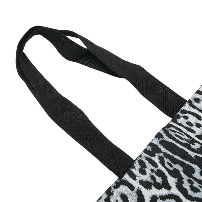 Saint Laurent Hand Bag Tote Purse Leopard Cotton Black Gray Authentic