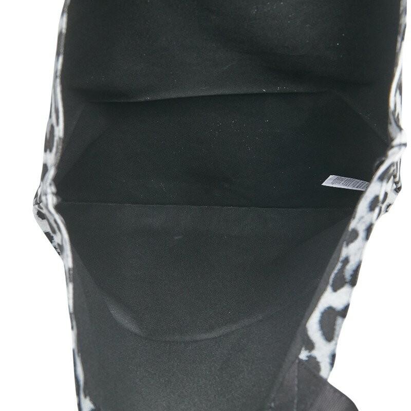 Saint Laurent Hand Bag Tote Purse Leopard Cotton Black Gray Authentic