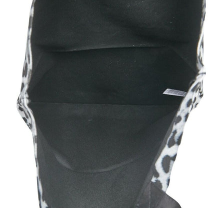 Saint Laurent Hand Bag Tote Purse Leopard Cotton Black Gray Authentic