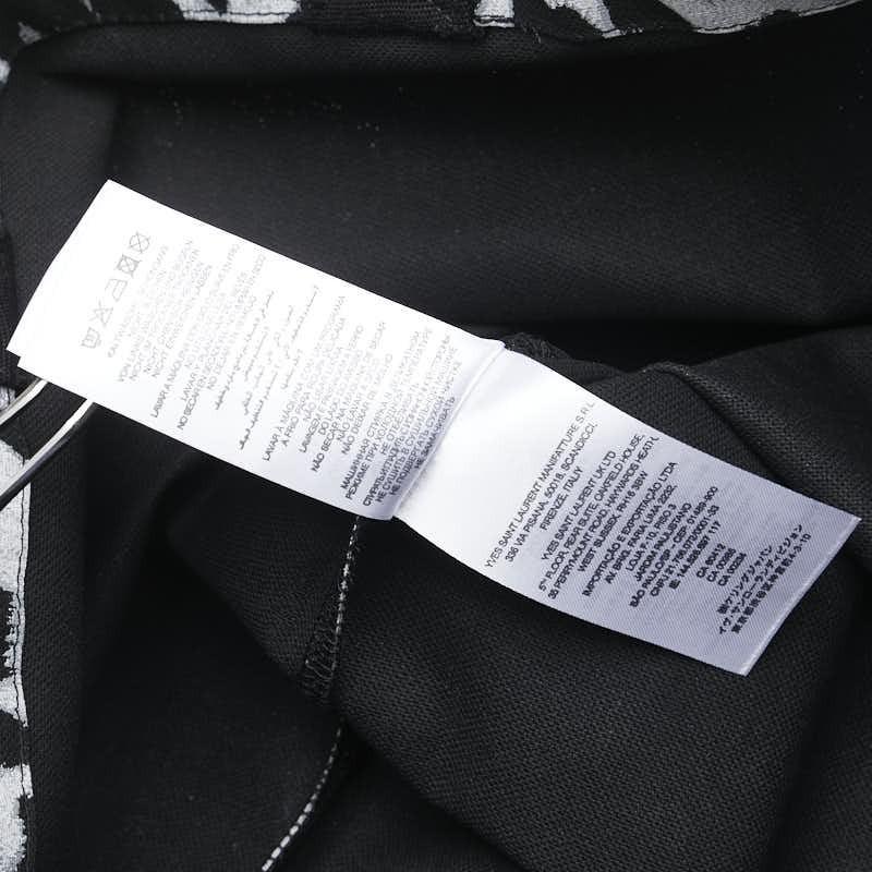 Saint Laurent Hand Bag Tote Purse Leopard Cotton Black Gray Authentic