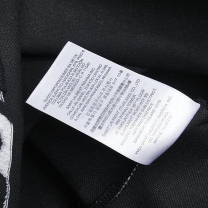 Saint Laurent Hand Bag Tote Purse Leopard Cotton Black Gray Authentic