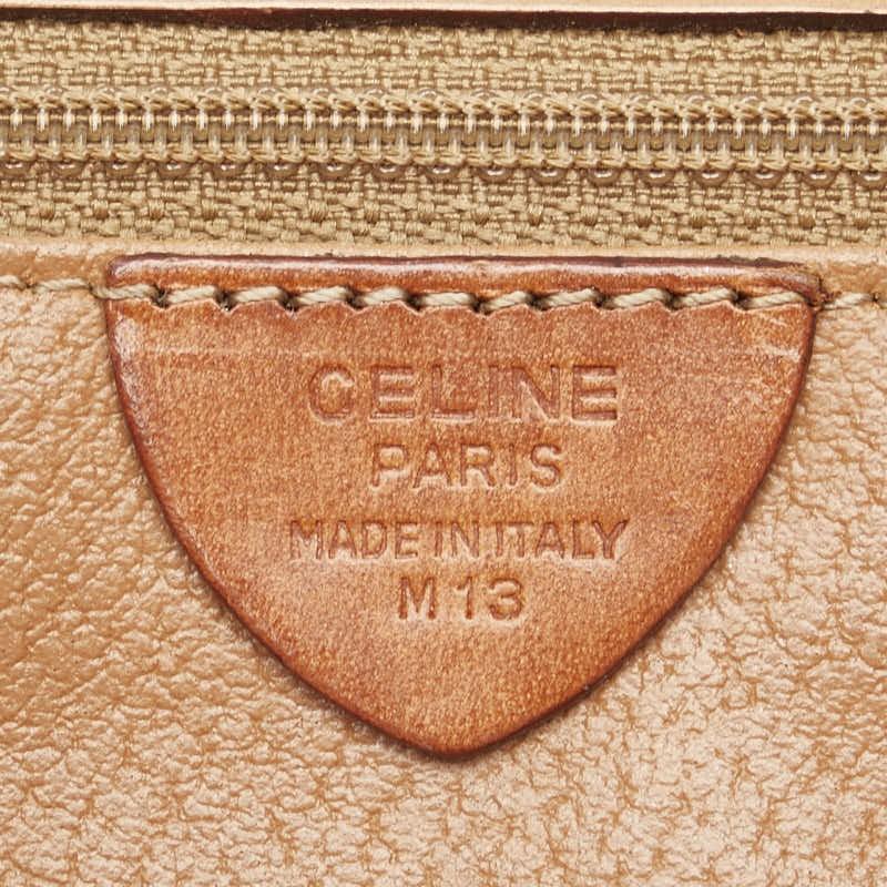 CELINE Macadam Purse tote bag Handbag Brown Beige Gold PVC Leather Authentic