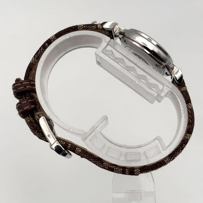 FENDI Quartz Watch Wristwatch FF Zucca Logo Brown Silver Women's Authentic