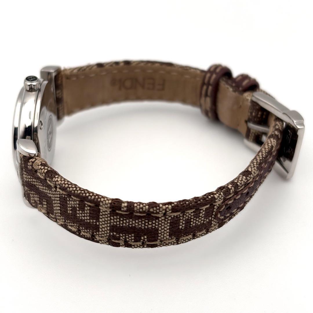 FENDI Quartz Watch Wristwatch FF Zucca Logo Brown Silver Women's Authentic