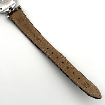 FENDI Quartz Watch Wristwatch FF Zucca Logo Brown Silver Women's Authentic