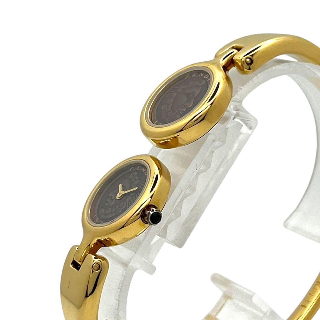 FENDI Quartz Watch Wristwatch Coin Brown Gold Women's Authentic