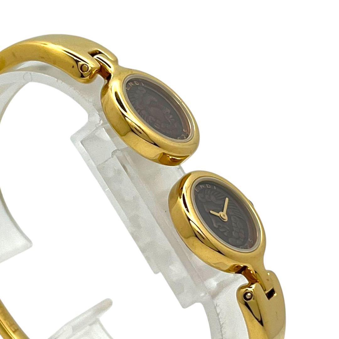 FENDI Quartz Watch Wristwatch Coin Brown Gold Women's Authentic