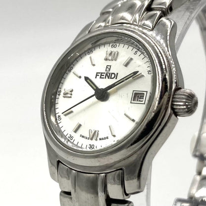 FENDI 210L Quartz Watch Wristwatch FF Logo Silver Women's Authentic