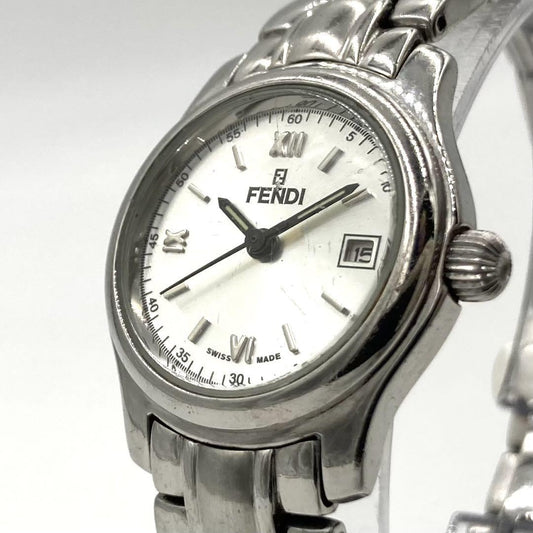 FENDI 210L Quartz Watch Wristwatch FF Logo Silver Women's Authentic