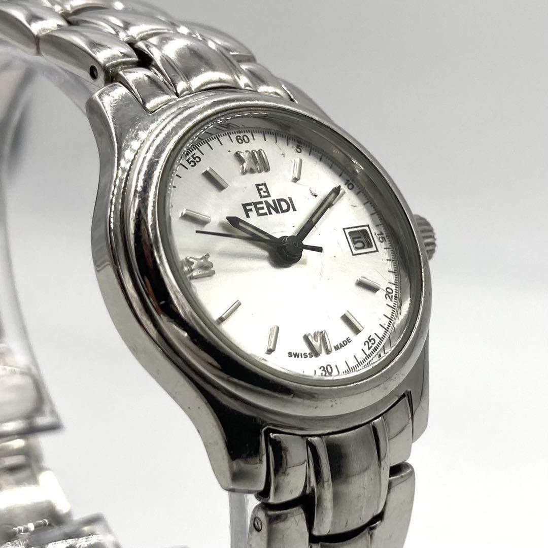 FENDI 210L Quartz Watch Wristwatch FF Logo Silver Women's Authentic