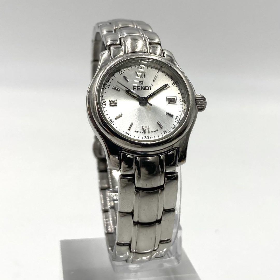 FENDI 210L Quartz Watch Wristwatch FF Logo Silver Women's Authentic