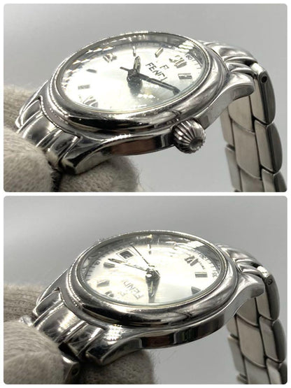 FENDI 210L Quartz Watch Wristwatch FF Logo Silver Women's Authentic