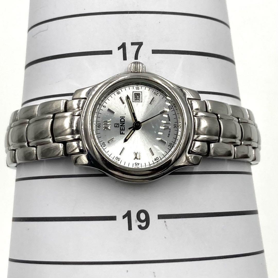 FENDI 210L Quartz Watch Wristwatch FF Logo Silver Women's Authentic
