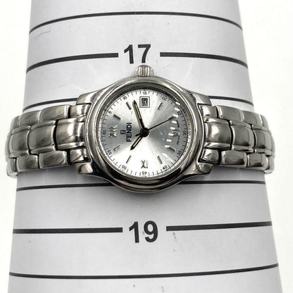FENDI 210L Quartz Watch Wristwatch FF Logo Silver Women's Authentic